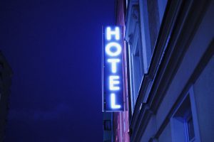 fluorescent hotel sign
