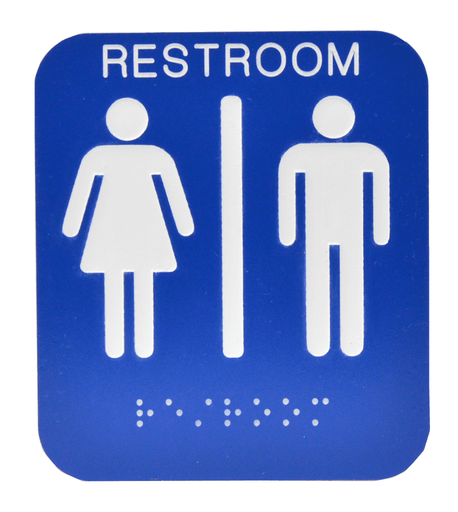 restroom sign with braille
